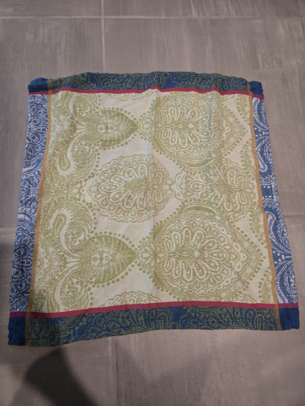 Anthropologie Paisley Square Hair Scarf in Green, Blue and Pink